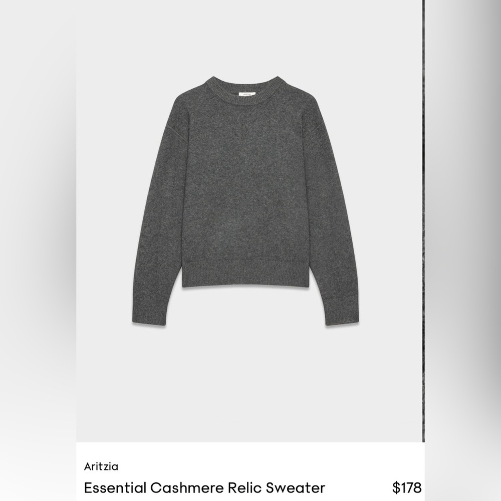 Aritzia Cashmere Crewneck Sweater - Charcoal